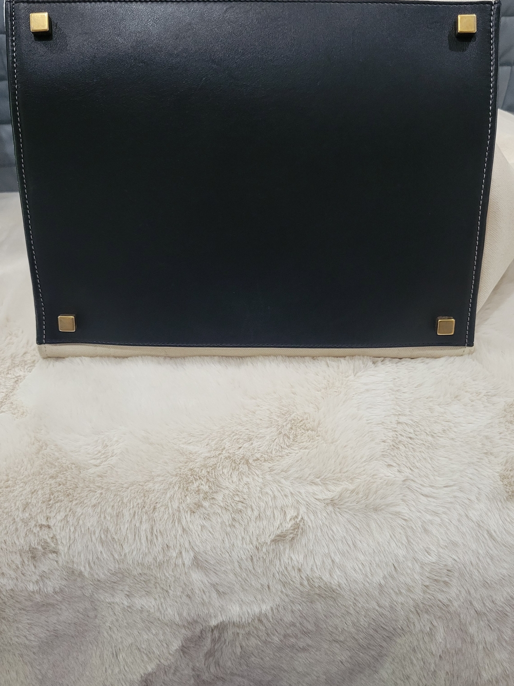 Celine Cream Canvas Tote with Black Trim - Picture 10 of 11